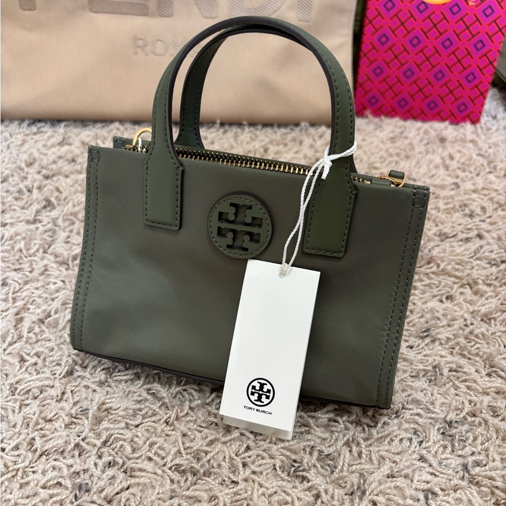Tory Burch Ella nylon mini tote crossbody bag palm leaf
